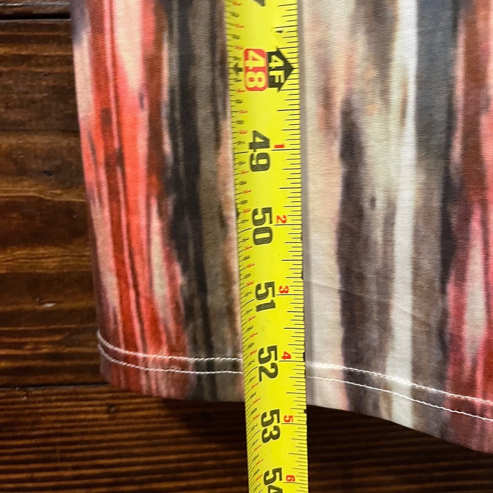 Abstract Stripe Maxi Dress Womens XL Orange Brown Long Sleeve Boho 70s Artsy - Picture 8 of 10